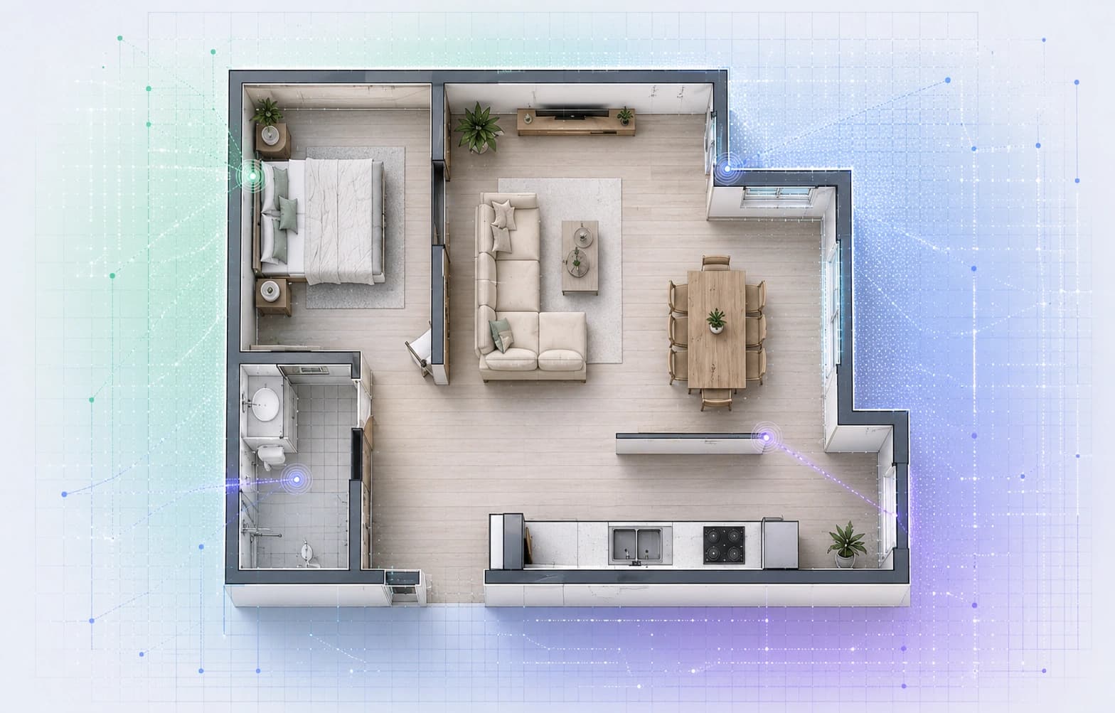 Spatial AI API blueprint with scene analysis overlays