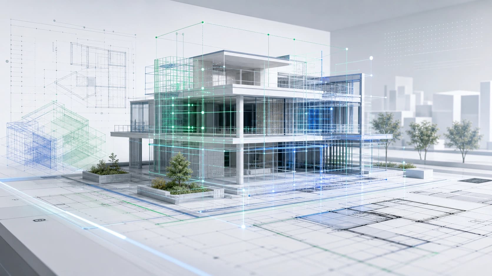 Spatial AI architectural BIM model with floor plan and analysis overlays