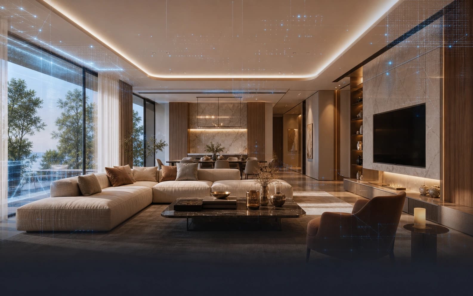 AI-generated immersive interior visualization